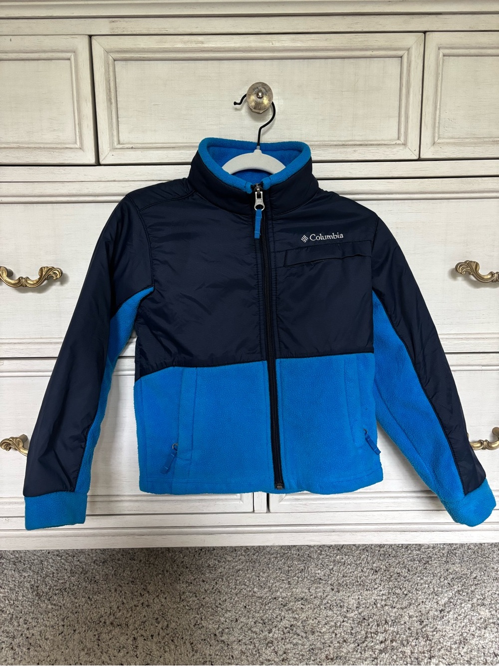 Columbia Kids Blue and Navy Hybrid Fleece Jacket
